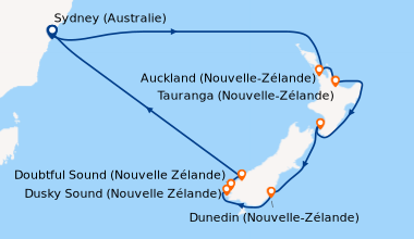 Itinéraire de la croisière Sydney (Australie), En mer, En mer, Milford S...