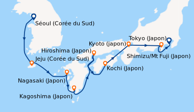 Itinéraire de la croisière Séoul (Corée du Sud), En mer, Jeju (Corée du ...