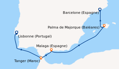 Itinéraire de la croisière Lisbonne (Portugal), En mer, En mer, Tanger (...