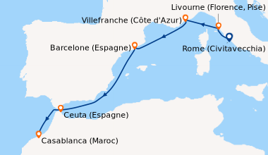 Itinéraire de la croisière Rome (Civitavecchia), Livourne (Florence, Pis...