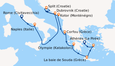 Itinéraire de la croisière Rome (Civitavecchia), Salerne (Italie), En me...