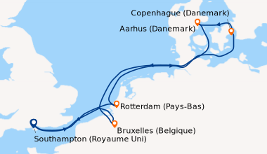 Itinéraire de la croisière Southampton (Royaume Uni), Rotterdam (Pays-Ba...