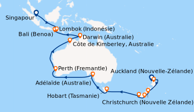 Itinéraire de la croisière Auckland (Nouvelle-Zélande), Tauranga (Nouvel...