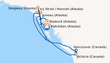 Itinéraire de la croisière Vancouver (Canada), En mer, Ketchikan (Alaska...
