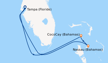 Itinéraire de la croisière Tampa (Floride), En mer, Cozumel (Mexique), C...
