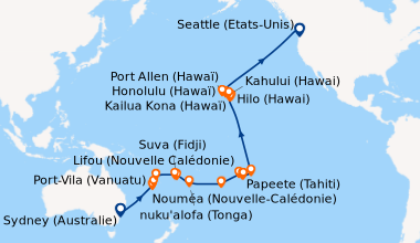 Itinéraire de la croisière Sydney (Australie), En mer, En mer, Nouméa (N...