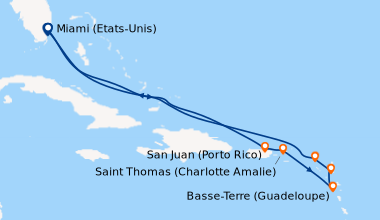 Itinéraire de la croisière Miami (Etats-Unis), En mer, En mer, San Juan ...