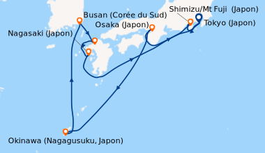 Itinéraire de la croisière Tokyo (Japon), En mer, Osaka (Japon), Osaka (...