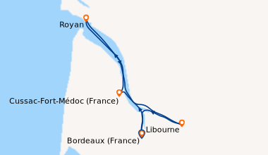 Itinéraire de la croisière Festival d'automne : Histoire, vins et patrimoine des fleuves du Sud-ouest (BYB_FESPP2)
