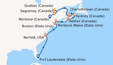 Itinéraire de la croisière Fort Lauderdale (Etats-Unis), En mer, En mer,...