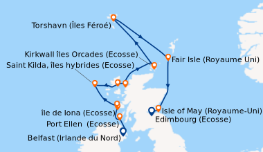 Itinéraire de la croisière Belfast (Irlande du Nord), Port Ellen  (Ecoss...