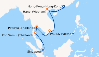 Itinéraire de la croisière Singapour, En mer, Koh Samui (Thaïlande), En ...