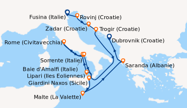 Itinéraire de la croisière Fusina (Italie), Rovinj (Croatie), Zadar (Cro...