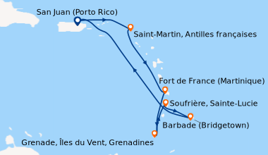 Itinéraire de la croisière San Juan (Porto Rico), En mer, Barbade (Bridg...