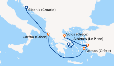 Itinéraire de la croisière Athènes (Le Pirée), Volos (Grèce), Kusadasi (...
