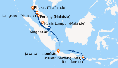 Itinéraire de la croisière Bali (Benoa), Celukan Bawang (Bali), En mer, ...