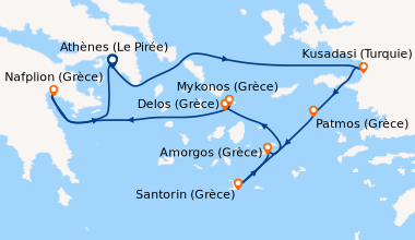 Itinéraire de la croisière Cruising the Greek Islands of the Southern Aegean – with Smithsonian Journeys