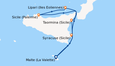 Itinéraire de la croisière Escapade sicilienne