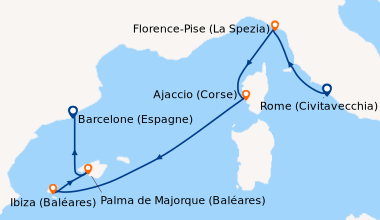 Itinéraire de la croisière Rome (Civitavecchia), En mer, Florence-Pise (...