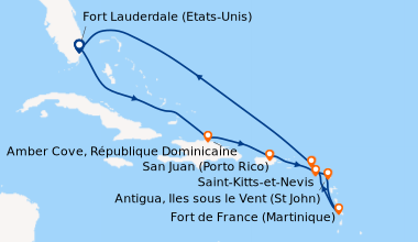 Itinéraire de la croisière Fort Lauderdale (Etats-Unis), En mer, Amber C...