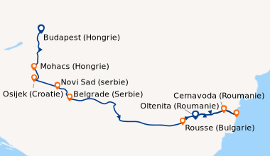 Itinéraire de la croisière Le Danube et la péninsule balkanique - De Budapest à Bucarest (BDO_PP)