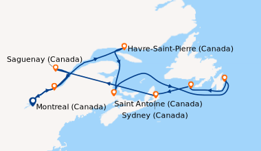 Itinéraire de la croisière Montreal (Canada), Saint-Laurent (fleuve/Cana...