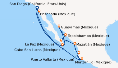 Itinéraire de la croisière San Diego (Californie, Etats-Unis), En mer, C...