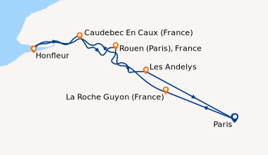 Itinéraire de la croisière Croisière culturelle au fil de la Seine ; Versailles, Paris et la Normandie (formule port/port) (PCN_NOVPP)