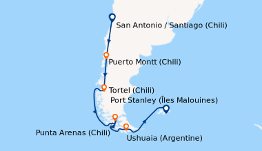 Itinéraire de la croisière San Antonio / Santiago (Chili), En mer, En me...