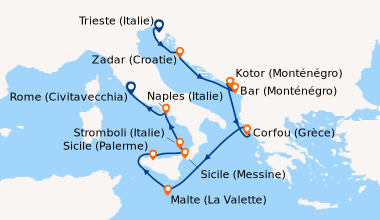 Itinéraire de la croisière Trieste (Italie), Zadar (Croatie), En mer, Ba...