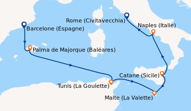 Itinéraire de la croisière Barcelone (Espagne), Palma de Majorque (Baléa...