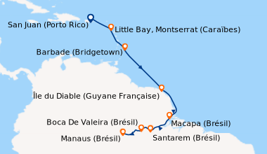 Itinéraire de la croisière San Juan (Porto Rico), Little Bay, Montserrat...