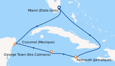 Itinéraire de la croisière Miami (Etats-Unis), En mer, Falmouth (Jamaïqu...