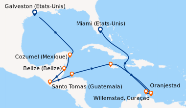 Itinéraire de la croisière Galveston (Etats-Unis), En mer, Cozumel (Mexi...