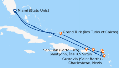 Itinéraire de la croisière Miami (Etats-Unis), En mer, Grand Turk (îles ...