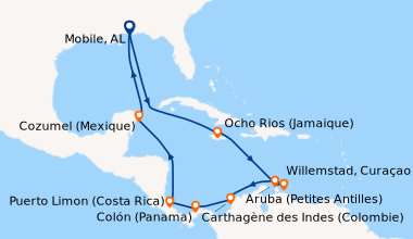 Itinéraire de la croisière Mobile, AL, En mer, En mer, Ocho Rios (Jamaiq...