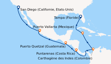 Itinéraire de la croisière San Diego (Californie, Etats-Unis), En mer, E...