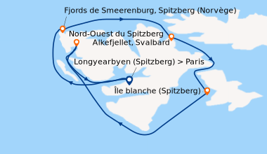 Itinéraire de la croisière À la recherche des ours dans la banquise – Nord et Est du Svalbard