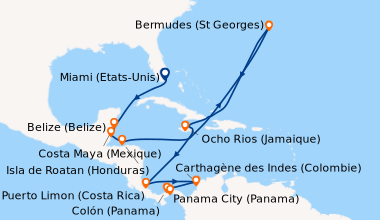 Itinéraire de la croisière Miami (Etats-Unis), En mer, Costa Maya (Mexiq...