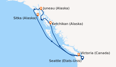 Itinéraire de la croisière Seattle (Etats-Unis), En mer, Ketchikan (Alas...