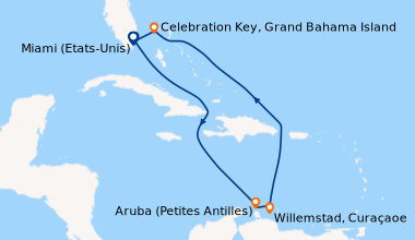 Itinéraire de la croisière Miami (Etats-Unis), En mer, En mer, Aruba (Pe...