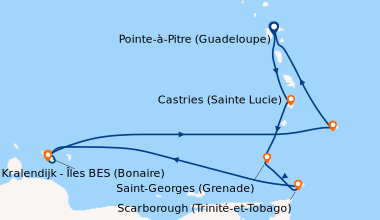 Itinéraire de la croisière Nouvel An dans les Antilles