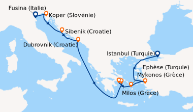 Itinéraire de la croisière Fusina (Italie), Koper (Slovénie), Dubrovnik ...