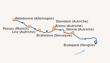 Itinéraire de la croisière Budapest (Hongrie), Budapest (Hongrie), Brati...