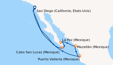 Itinéraire de la croisière San Diego (Californie, Etats-Unis), En mer, C...