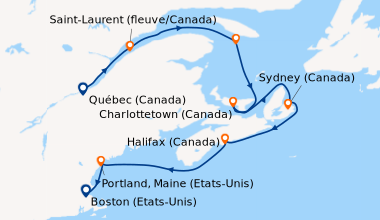 Itinéraire de la croisière Québec (Canada), Saint-Laurent (fleuve/Canada...