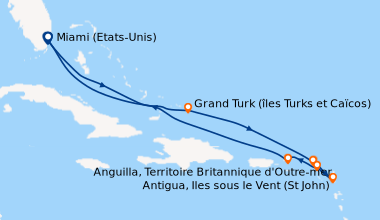 Itinéraire de la croisière Miami (Etats-Unis), En mer, Grand Turk (îles ...