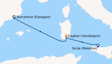 Itinéraire de la croisière Espagne, Italie