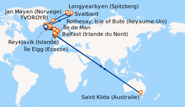 Itinéraire de la croisière Belfast (Irlande du Nord), Île de Man, Île de...
