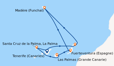 Itinéraire de la croisière Tenerife (Canaries), Arrecife (Lanzarote, Île...